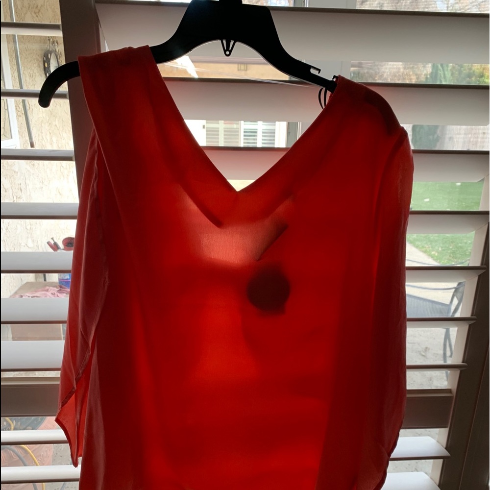 Peach top with flowing sleeves